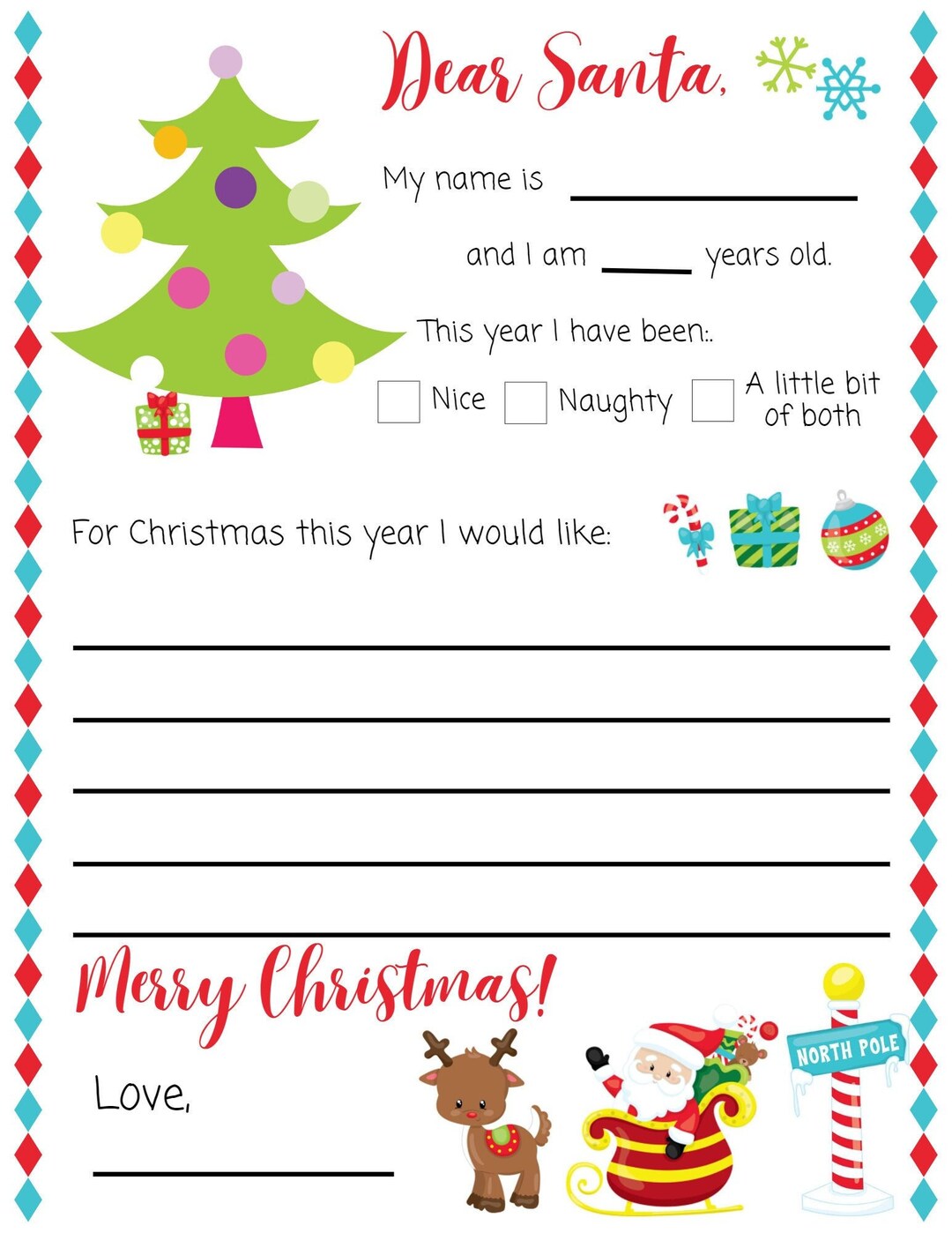 Adorable Letter to Santa PRINTABLE - Etsy