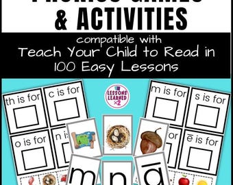 Leer je kind lezen in 100 eenvoudige lessen Phonics-activiteiten, Phonics Games, Phonics-pdf, 100 eenvoudige lessen, digitale download