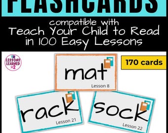 Leer je kind lezen in 100 eenvoudige lessen, flashcards voor les 1 t/m 49, fonetische kaartenset, digitale download