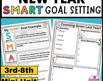 2025 nieuwjaarsactiviteiten voor kinderen, SMART-lessen doelen stellen voor basis- en middelbare scholieren, nieuwjaarsprints, doelenplanning pdf