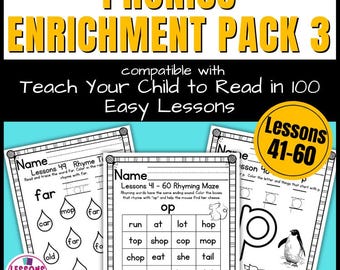 Leer je kind lezen in 100 eenvoudige lessen klankwerkbladen | Leuke klanken voor kinderen: lessen 41–60 | Afdrukbare games, posters en activiteiten