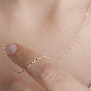 14K Solid Gold Dainty Chain Necklace for Women, Real Gold Thin Everyday Chain, Minimalist Yellow Gold Layering Necklace, Gift for Her