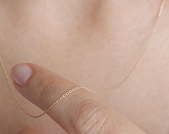 14K Solid Gold Chain Necklace: Dainty Minimalist Layering Necklace