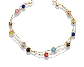 14K Solid Gold Bracelet: Dainty Zircon Stone Elegant Jewelry