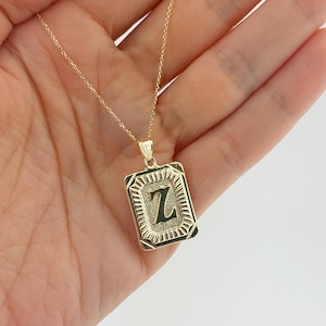 14K Solid Gold Initial Pendant Necklace: Personalized Letter Charm