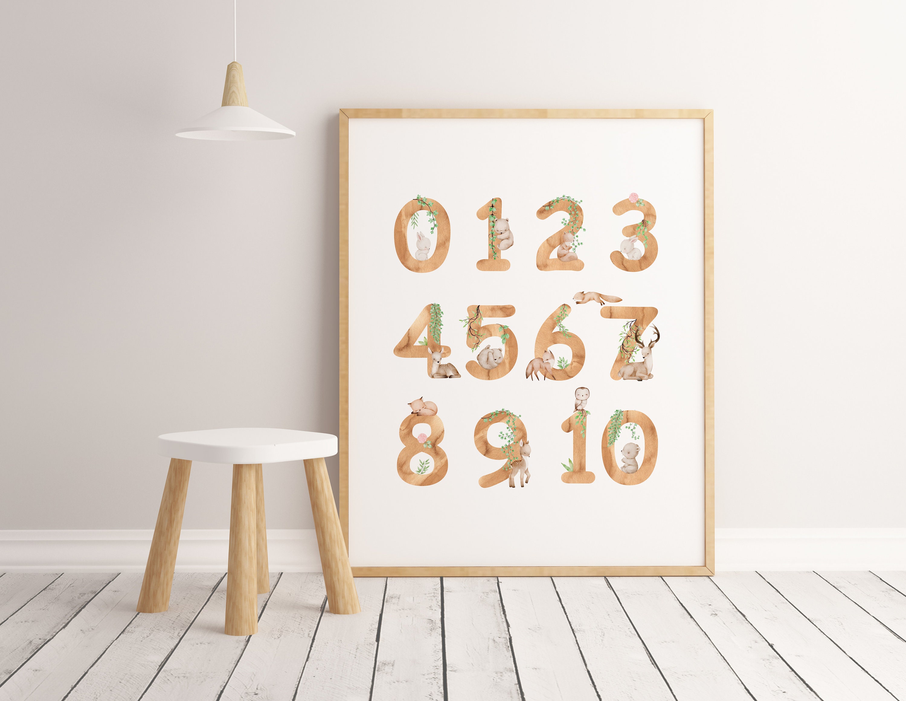 Woodland ABC and Numbers Print, Set of 6 Alphabet & Animals Nursery ...