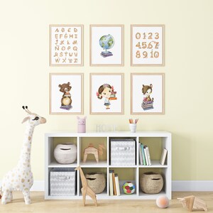Woodland ABC and Numbers Print, Set of 6 Alphabet & Animals Nursery ...