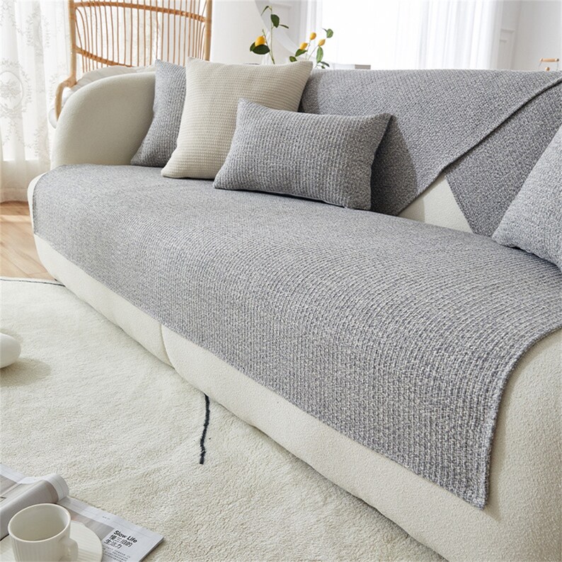 Modern Minimalism Linen Sofa Cover Solid Color Nonslip Etsy