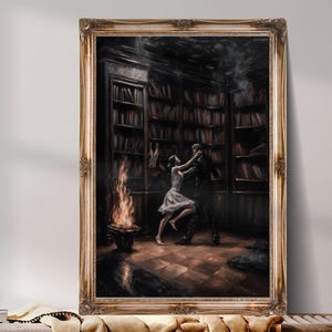 Decoração para amantes de livros para impressão, presente para leitor, arte de biblioteca vintage, arte de parede de biblioteca, arte de parede vitoriana estilo cottagecore escuro