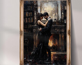 Vintage Library Scene Printable - Dark Academia Wall Art (Digital Download)