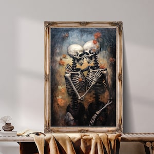 You Will Forever Be My Always. Dark romantic, Gothic Skeleton Couple Prints, Perfect for Dark Lovers' Home Decor and Halloween Vibe