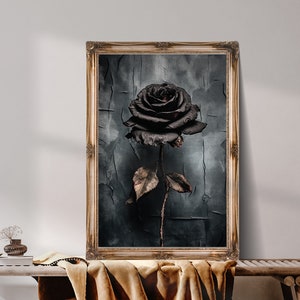 Gothic Black Rose Wall Art, Dark roses artwork, Still life with rose, Goth Floral Decor, floral wall art black background, Download