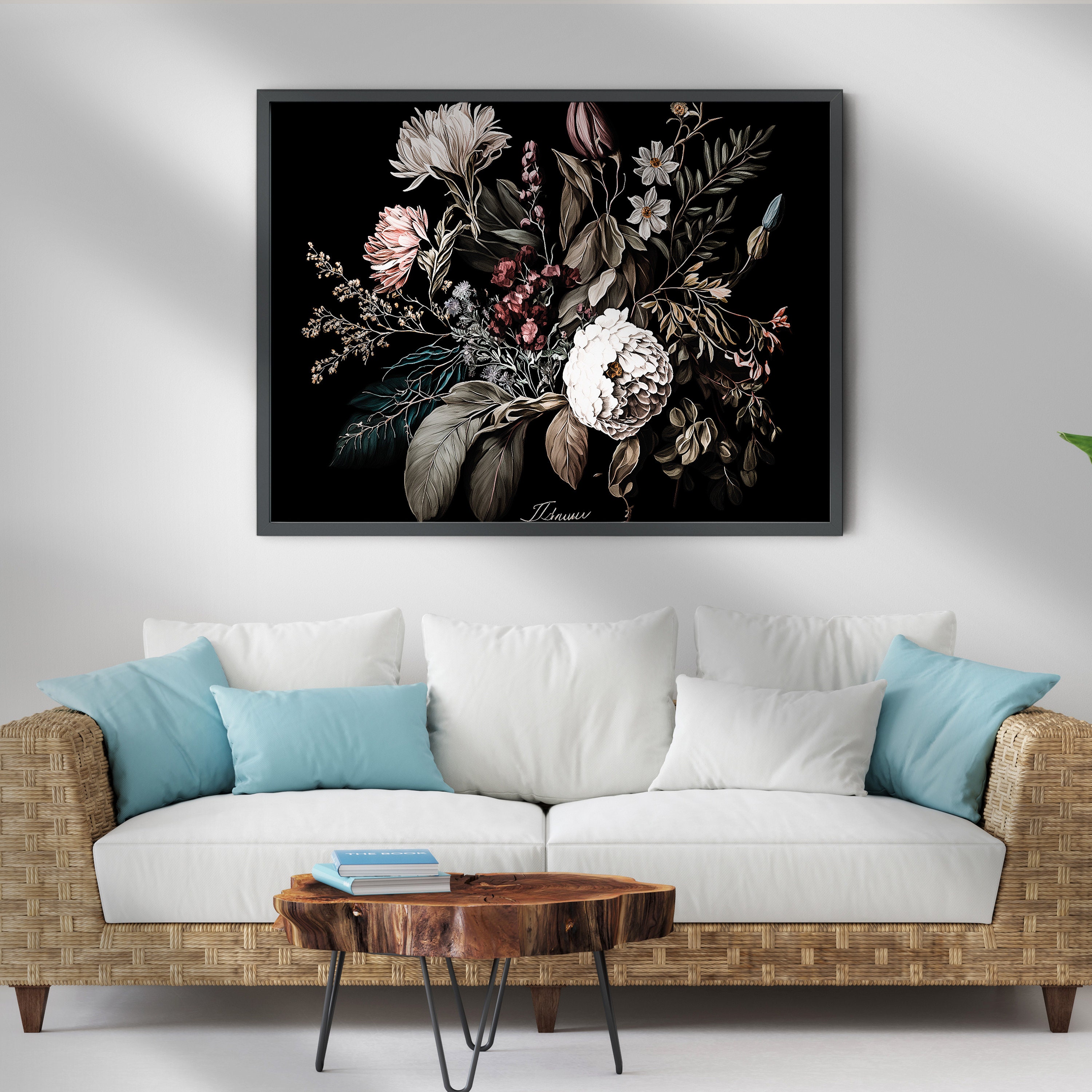 Dark Floral Wall Art, Moody Flower Painting Print, Antique Victorian ...