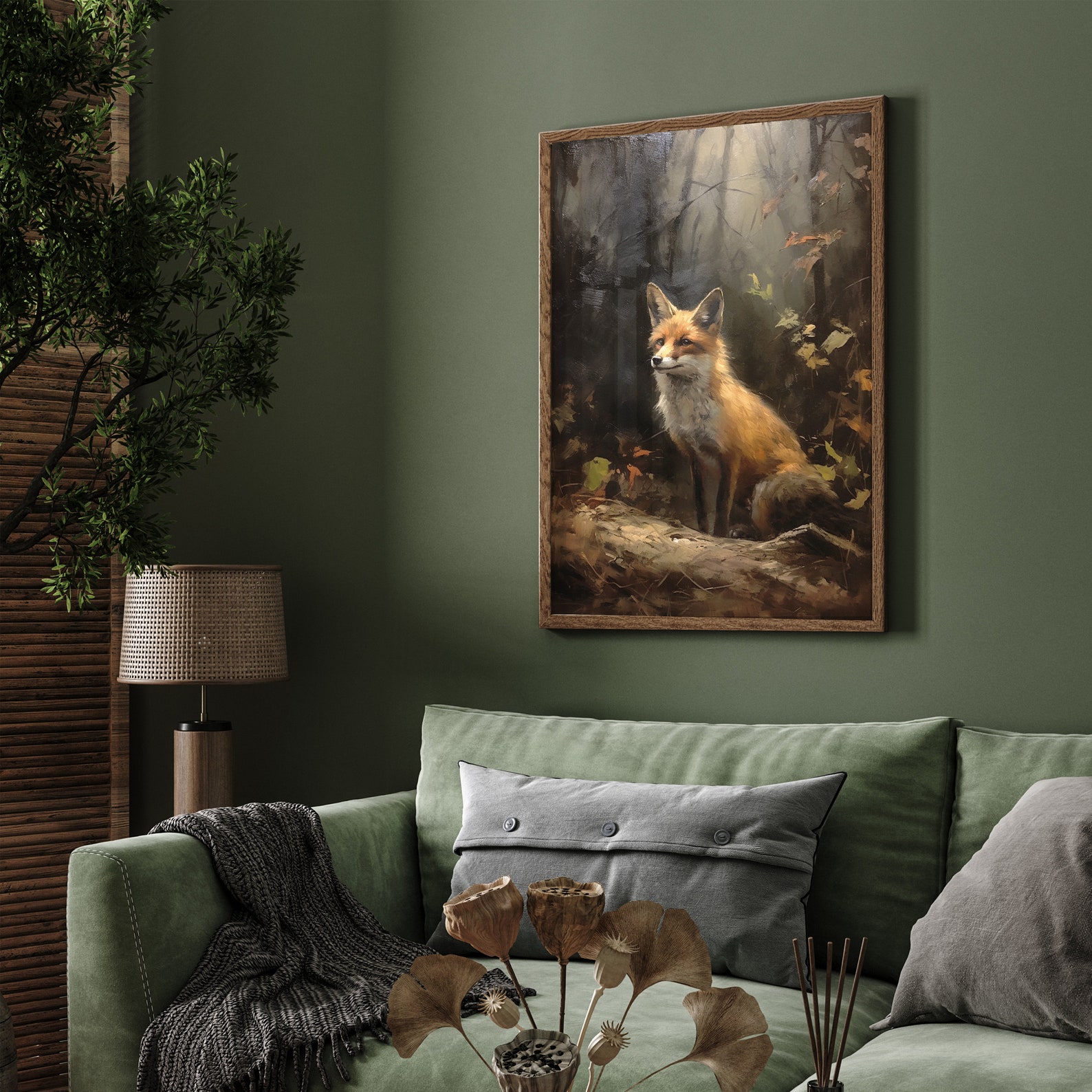 Fox in the Forest, Animal Wall Art, Witchy Room Decor, Dark Cottagecore