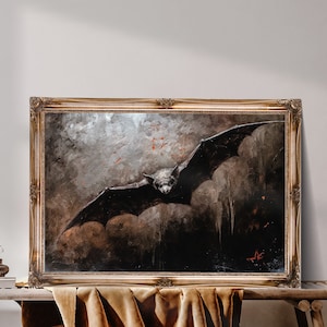 Gothic Bat Poster,dark academia decor, Witchy Decor, Art Halloween Wall Decoration, Victorian Vampire