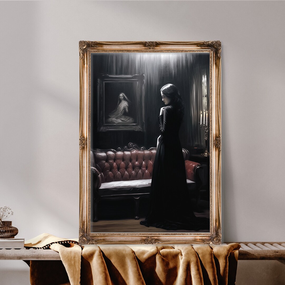 Moody Woman Portrait Print, Dark Academia Decor, Moody Wall Art ...