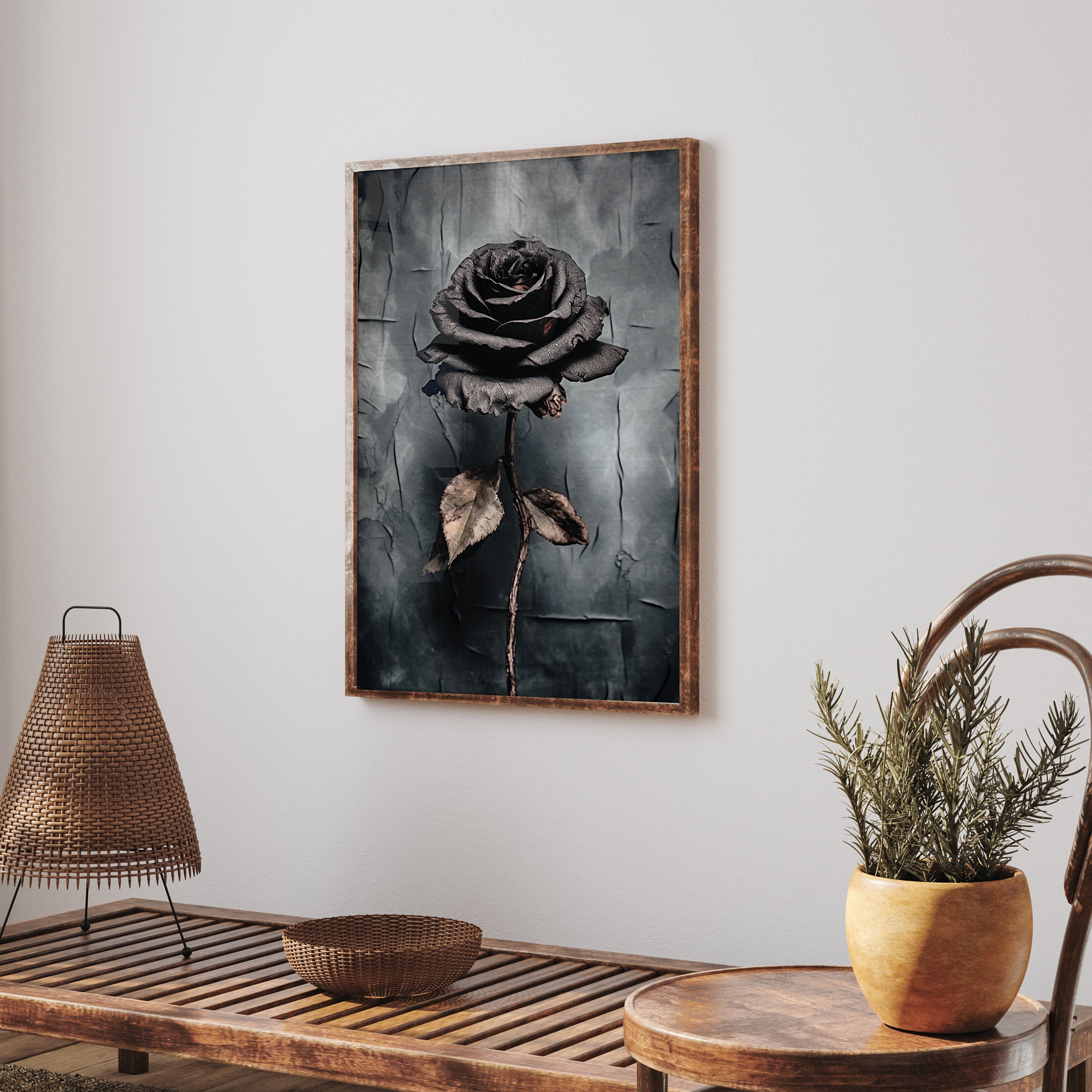 Gothic Black Rose Wall Art Dark Roses Artwork Still Life Etsy Canada