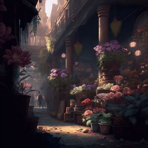 Flower Marketplace Digital Art