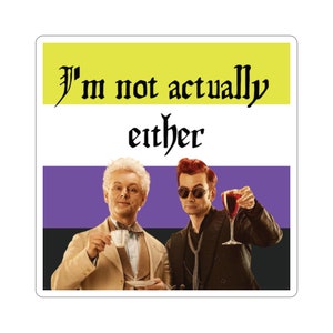 Good Omens 2 &quot;I&#39;m not actually either&quot; Non-Binary Pride Sticker