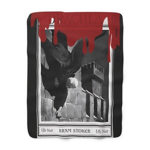 Book Blankets Dracula by Bram Stoker 1916 Cover Bloodstain Vampires Sherpa Fleece Blanket