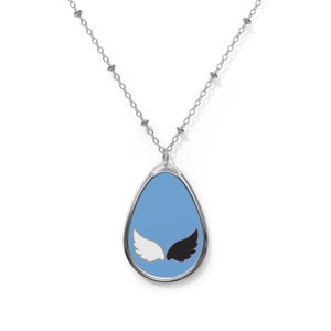 Good Omens Angel/Demon Wings Oval Necklace