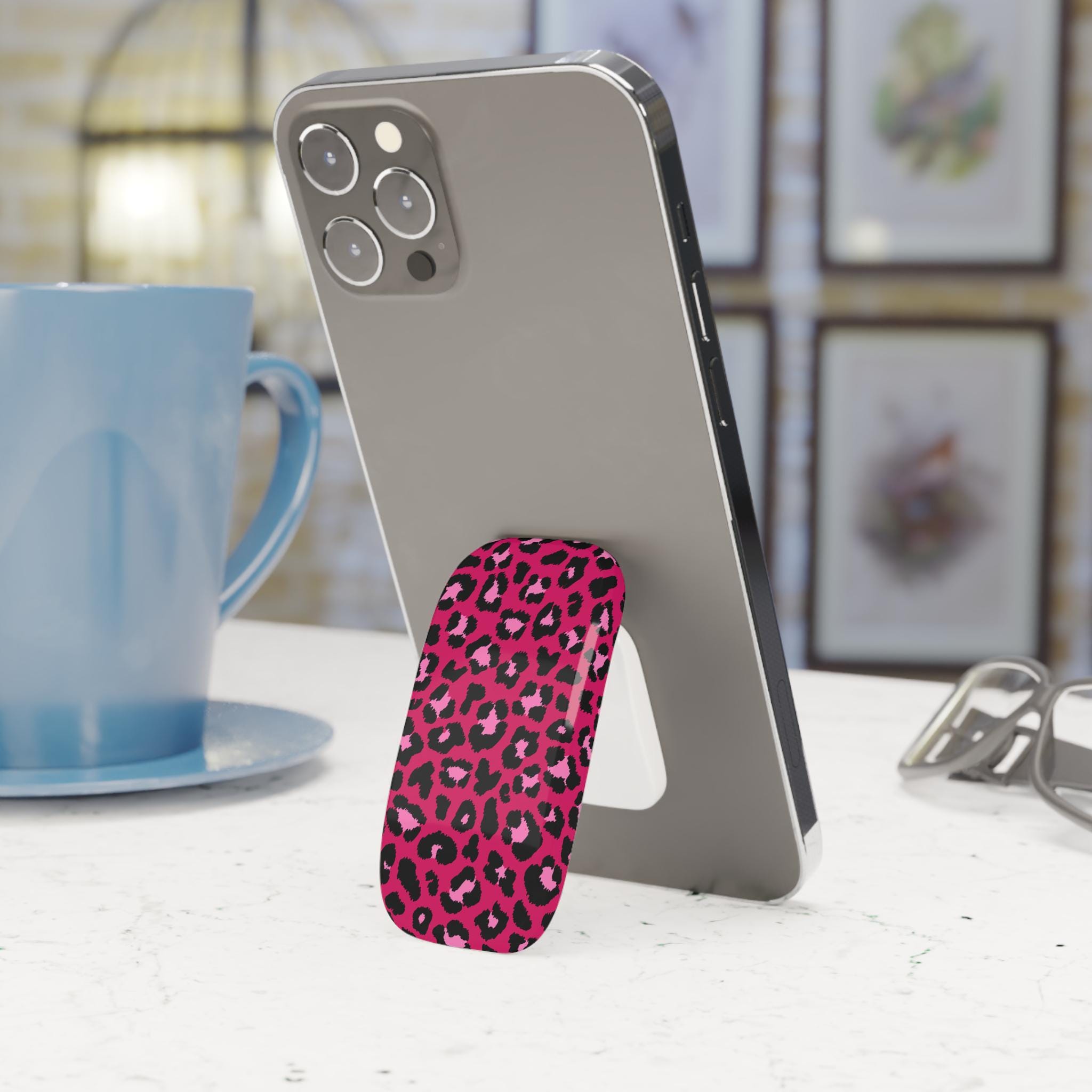 PopSockets PopGrip Regenbogen Leopard – Pinkes Design, Austauschbares Oberteil, Handy-Griff & Ständer