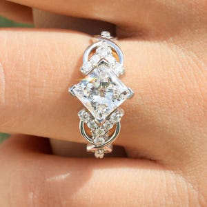 Princess Cut Lab Grown Diamond Engagement Ring Princess Cut Diamond Ring Natural Inspired Princess Diamond Anniversary Ring Proposal Ring