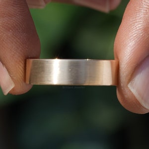 6MM Wide Gold Wedding Band, Men and Women Flat Wedding Band ,14k Solid Yellow Gold Plain Flat Band, Classic Wedding Rings for Men and Women