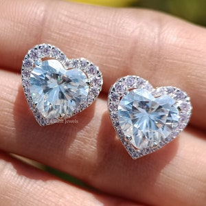 6.40CT Heart Cut Moissanite Earrings / Heart Cut Stud Wedding Earrings Solitaire Screw Back Earring /Engagement Anniversary Gift Earrings