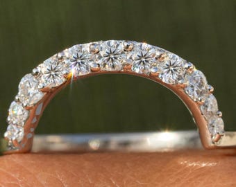 Runder Labor Diamant Ehering Geschwungener Ring Diamant Eheringe Halbe Eternity geschwungener Ring für Sie