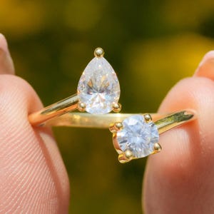 Pear Cut Lab Grown Diamond Toi Et Moi Wedding Ring Two Stone 2Ct Engagement Ring Certified Diamond Ring Unique Anniversary Ring Gift For Her