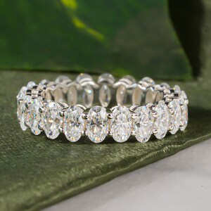 Ovale labgegroeide diamanten band 14K massief gouden ovale volledige eeuwigheidsring voor vrouwen ovaal geslepen labgegroeide diamanten trouwring verjaardag cadeau band