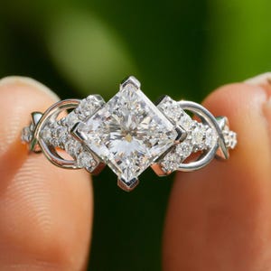 Vintage Princess Lab Grown Diamond Engagement Ring IGI CERTIFIED Princess Cut Diamond Ring Square Diamond Ring Anniversary Gifts for Her