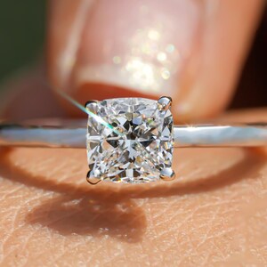 Cushion Lab Grown Diamond Ring Cushion Cut Solitaire Engagement Ring Cushion Diamond Ring Proposal Ring For Her Anniversary Gift For Wife