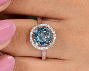 1.5CT Round Rose Cut Lab Grown Diamond Engagement Ring 14K Gold Round Rose Cut Diamond Ring Round Solitaire Wedding Ring Anniversary For Her