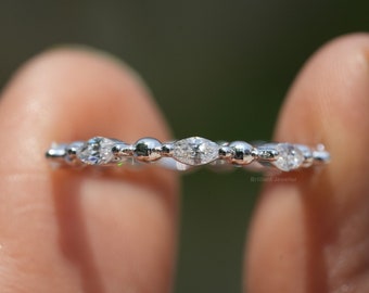 Marquise Eternity Ring 14K Solid Gold Full Eternity Band Marquise Moissanite Band Marquise Diamond Ring Marquise Wedding Band Stackable Band