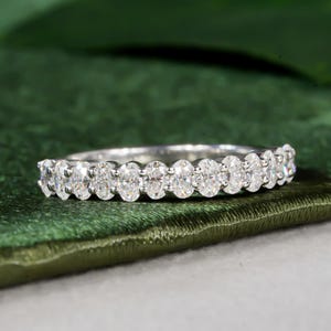 3*2 MM Oval Lab Grown Diamond Wedding Band Oval Cut Lab Diamond Half Eternity Wedding Ring Oval Diamond Stacking Anniversary Band For Women