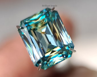 Antique Green Blue Criss Cut Loose Moissanite For Engagement Ring Criss Cut Moissanite For Jewelry Making Custom Anniversary Gift Promise