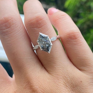 2.00CT Grey Dutch Marquise Moissanite Ring Dutch Marquise Solitaire Ring In 925 Sterling Silver Engagement Ring Anniversary Promise Ring