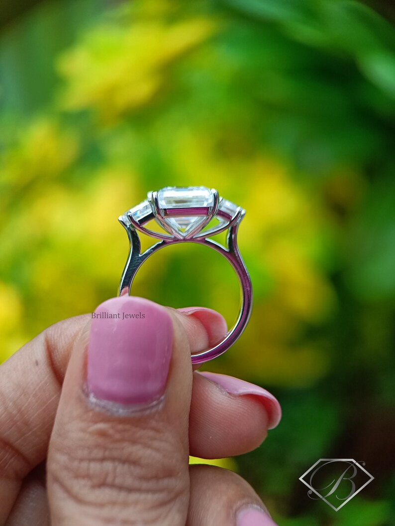 Step Cut Riing Modified Rectangular Cut Moissanite Custom Ring Cadillac Step Cut Three ...