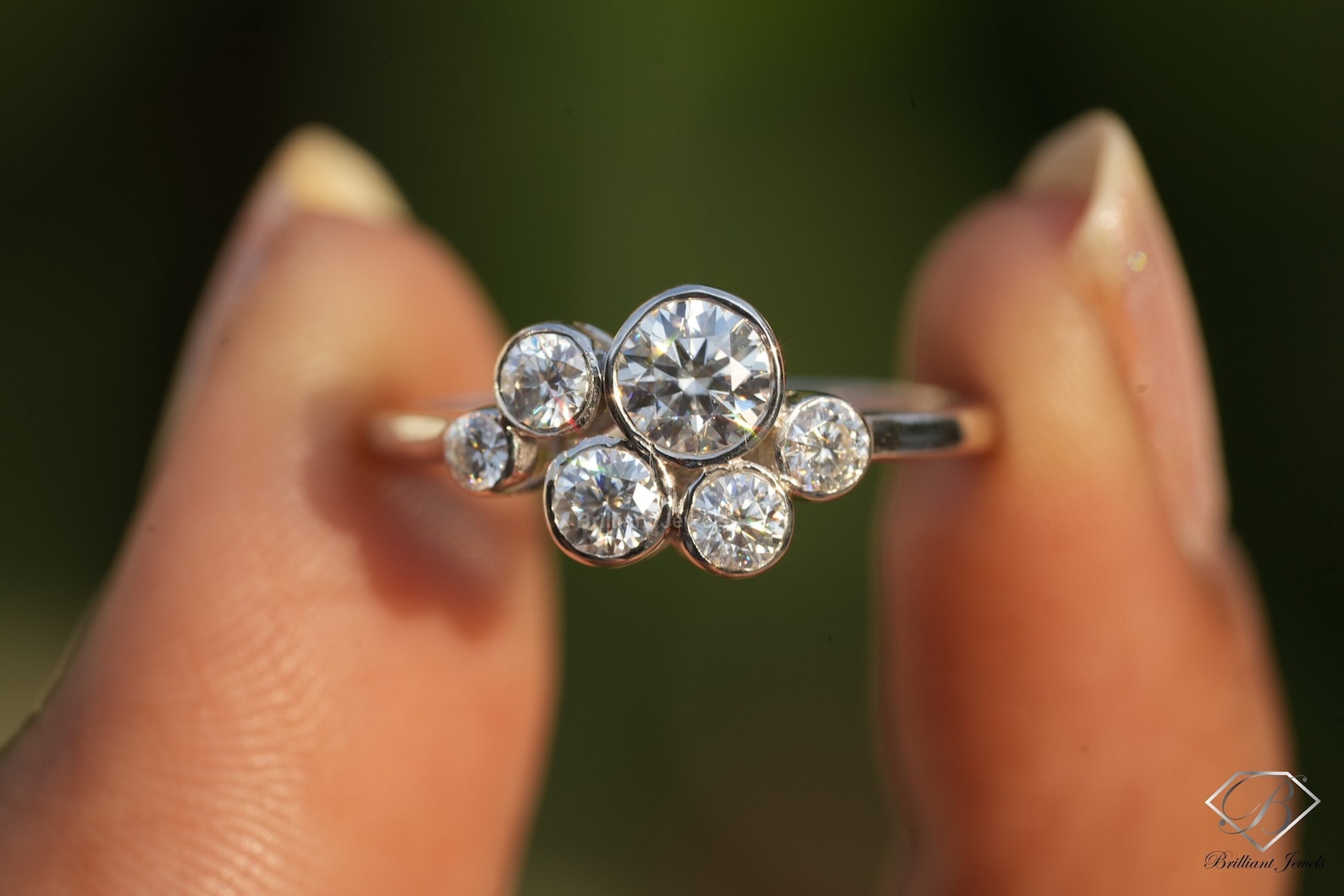 Round Cluster Two Tone Ring Iconic Cluster 14K Gold Engagement Ring ...