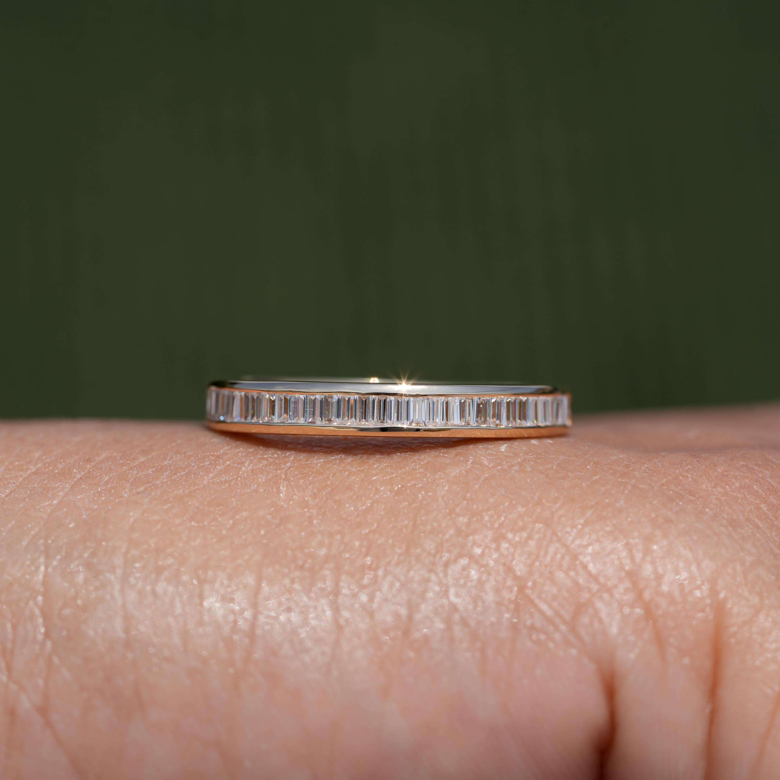 2MM Baguette Channel Set Wedding Band Baguette Moissanite Band Baguette ...
