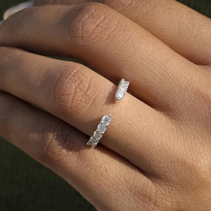 2.50MM Open Gap Wedding Band Round Moissanite Half Eternity Open Gap Ring Open Gap Wedding Band For Women Notched Wedding Band Stacking Band