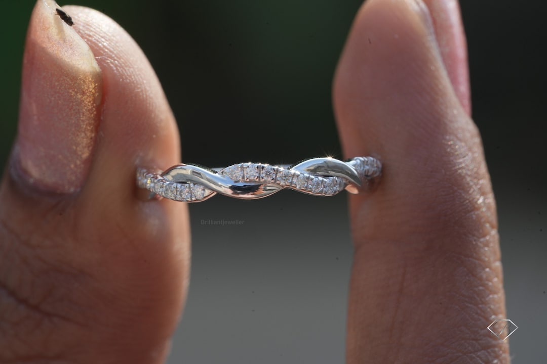 Petite Twisted Vine Diamond Band/ Sterling Silver Diamond Engagement ...
