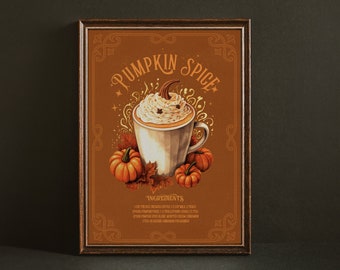 Affiche Pumpkin Spice Latte Automne Téléchargement instantané