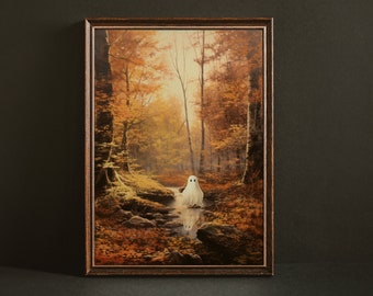 Poster Herbstwald mit kleinem Geist Sofort Download