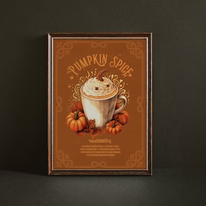 Calabaza Especias Latte Otoño Póster