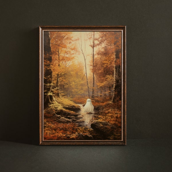 Poster Herbstwald mit kleinem Geist