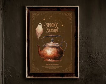 Poster teapot and ghost tea time Halloween