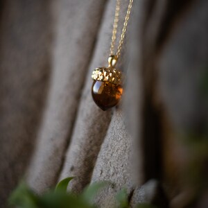 Chain Amber Acorn Sterling Silver Gold Plated image 4